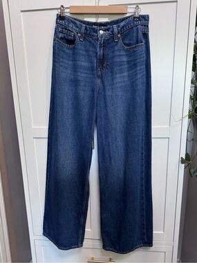 Old Navy Wide Leg Jeans Womens Size 10 Medium Wash Mid Rise Blue Denim
